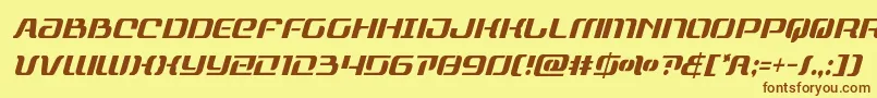 フォントrangepaladincondital – 茶色の文字が黄色の背景にあります。