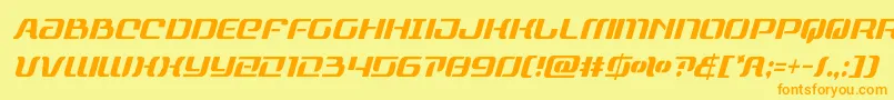 フォントrangepaladincondital – オレンジの文字が黄色の背景にあります。
