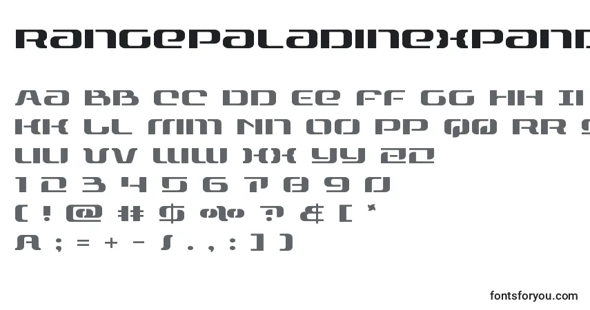 A fonte Rangepaladinexpand – alfabeto, números, caracteres especiais