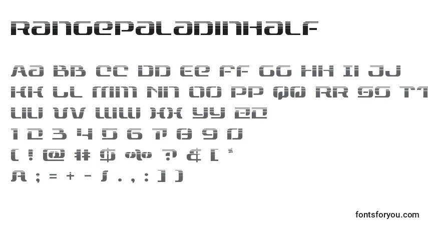 Czcionka Rangepaladinhalf – alfabet, cyfry, specjalne znaki