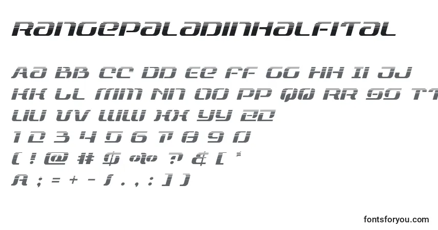 Шрифт Rangepaladinhalfital – алфавит, цифры, специальные символы