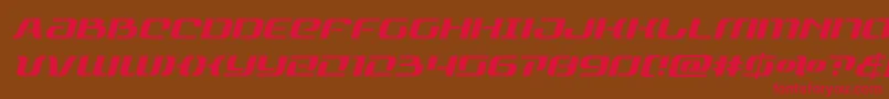 フォントrangepaladinital – 赤い文字が茶色の背景にあります。