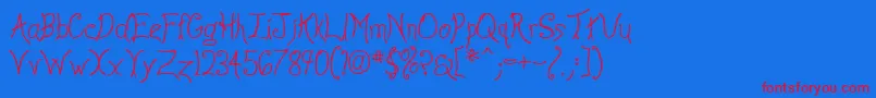 フォントAnywl – 赤い文字の青い背景