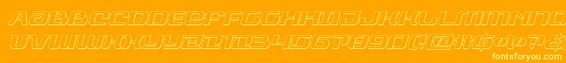 rangepaladinoutital-Schriftart – Gelbe Schriften auf orangefarbenem Hintergrund