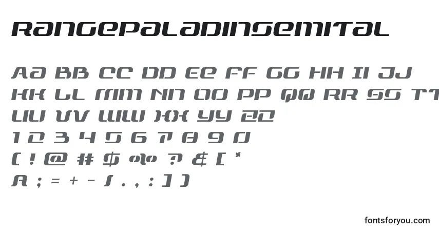 A fonte Rangepaladinsemital – alfabeto, números, caracteres especiais