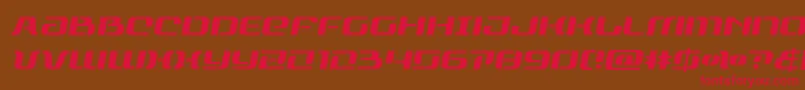 フォントrangepaladinsemital – 赤い文字が茶色の背景にあります。