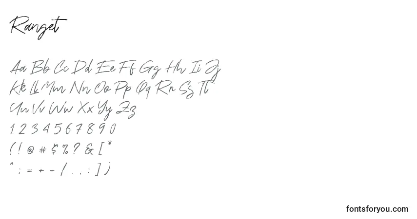 Шрифт Ranget (138175) – алфавит, цифры, специальные символы