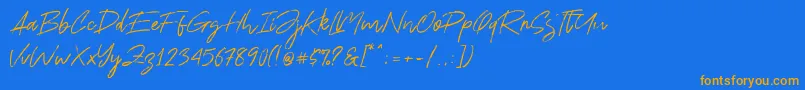 Ranget Font – Orange Fonts on Blue Background