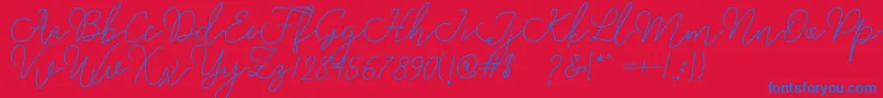 Rangga Script-Schriftart – Blaue Schriften auf rotem Hintergrund