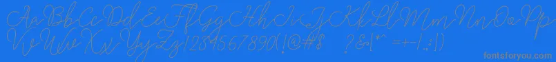 Rangga Script Font – Gray Fonts on Blue Background