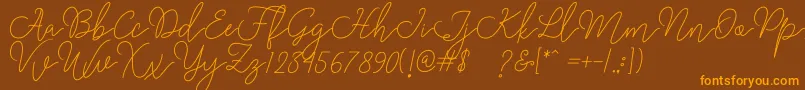 Rangga Script Font – Orange Fonts on Brown Background