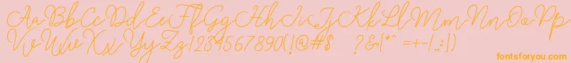 Rangga Script-Schriftart – Orangefarbene Schriften auf rosa Hintergrund