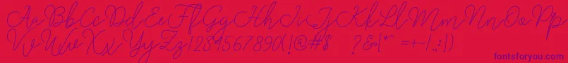 Rangga Script Font – Purple Fonts on Red Background