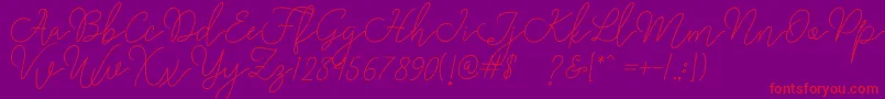 Rangga Script-Schriftart – Rote Schriften auf violettem Hintergrund