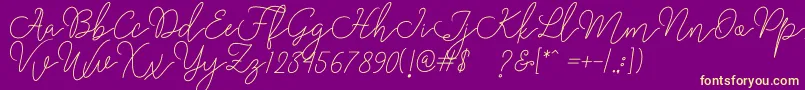 Rangga Script Font – Yellow Fonts on Purple Background