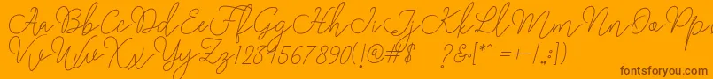 フォントRangga Script – オレンジの背景に茶色のフォント