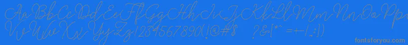 Rangga Script-Schriftart – Graue Schriften auf blauem Hintergrund