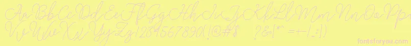 Rangga Script Font – Pink Fonts on Yellow Background