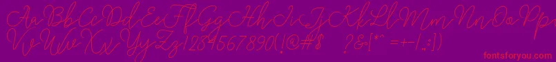 Rangga Script-Schriftart – Rote Schriften auf violettem Hintergrund