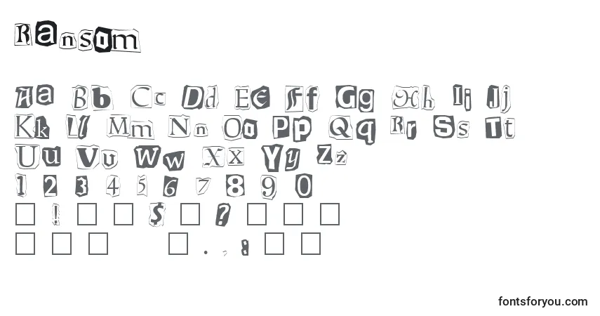 Schriftart Ransom (138179) – Alphabet, Zahlen, spezielle Symbole