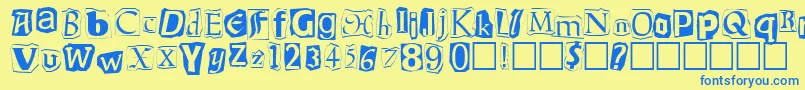 Ransom Font – Blue Fonts on Yellow Background