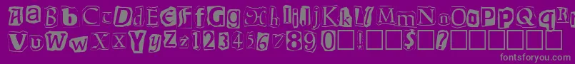 Ransom-fontti – harmaat kirjasimet violetilla taustalla