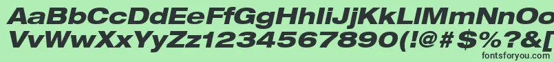 フォントHelveticaLt83HeavyExtendedOblique – 緑の背景に黒い文字