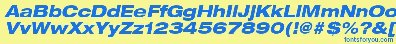 En savoir plus sur la police HelveticaLt83HeavyExtendedOblique Police HelveticaLt83HeavyExtendedOblique – polices bleues sur fond jaune