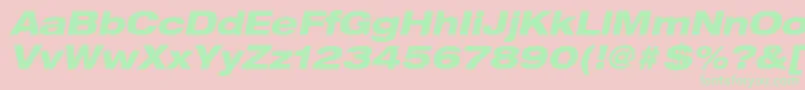 HelveticaLt83HeavyExtendedOblique Font – Green Fonts on Pink Background