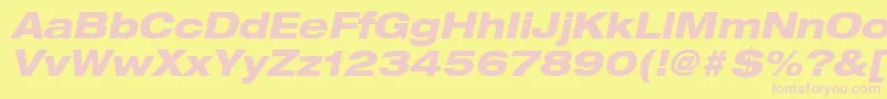 HelveticaLt83HeavyExtendedOblique Font – Pink Fonts on Yellow Background