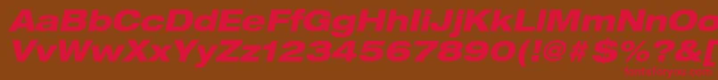 HelveticaLt83HeavyExtendedOblique Font – Red Fonts on Brown Background