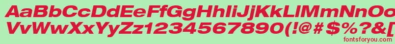 HelveticaLt83HeavyExtendedOblique Font – Red Fonts on Green Background