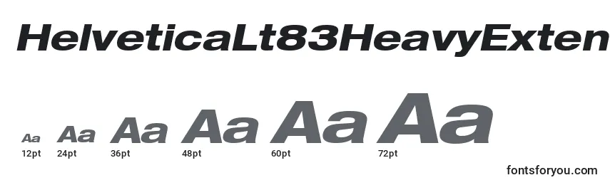 Größen der Schriftart HelveticaLt83HeavyExtendedOblique