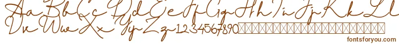 RantcaFreeRegular-Schriftart – Braune Schriften auf weißem Hintergrund