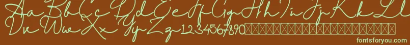 RantcaFreeRegular Font – Green Fonts on Brown Background
