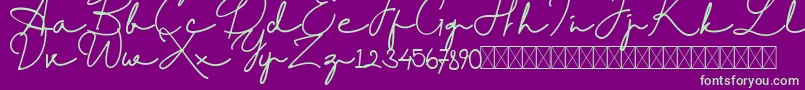 RantcaFreeRegular Font – Green Fonts on Purple Background