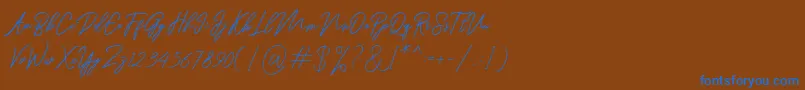 フォントRanuella – 茶色の背景に青い文字
