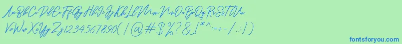Ranuella-fontti – siniset fontit vihreällä taustalla