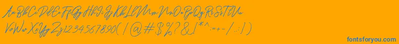 Ranuella-Schriftart – Blaue Schriften auf orangefarbenem Hintergrund