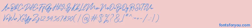 フォントRanuella – ピンクの背景に青い文字