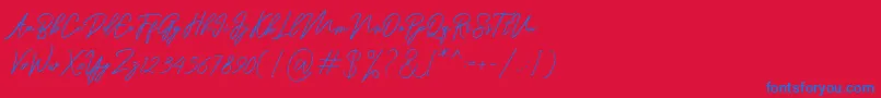 フォントRanuella – 赤い背景に青い文字