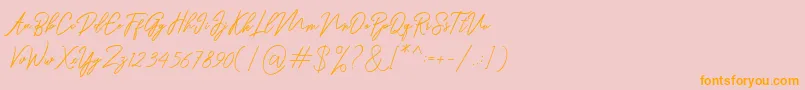 Ranuella-Schriftart – Orangefarbene Schriften auf rosa Hintergrund