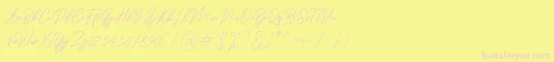 Ranuella-Schriftart – Rosa Schriften auf gelbem Hintergrund
