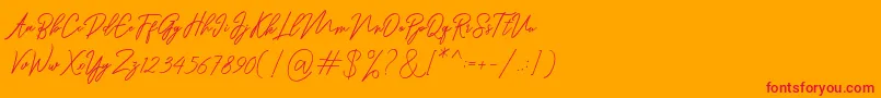 フォントRanuella – オレンジの背景に赤い文字