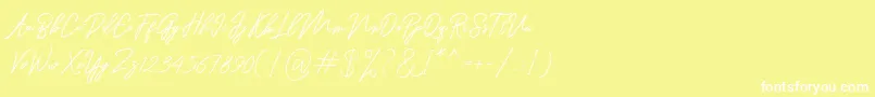 フォントRanuella – 黄色い背景に白い文字