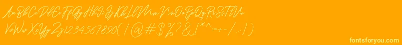 Ranuella-Schriftart – Gelbe Schriften auf orangefarbenem Hintergrund