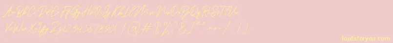 Шрифт Ranuella – жёлтые шрифты на розовом фоне
