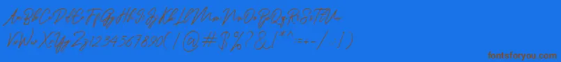Ranuella-Schriftart – Braune Schriften auf blauem Hintergrund