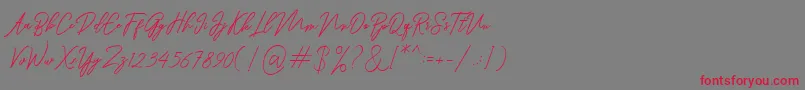 フォントRanuella – 赤い文字の灰色の背景