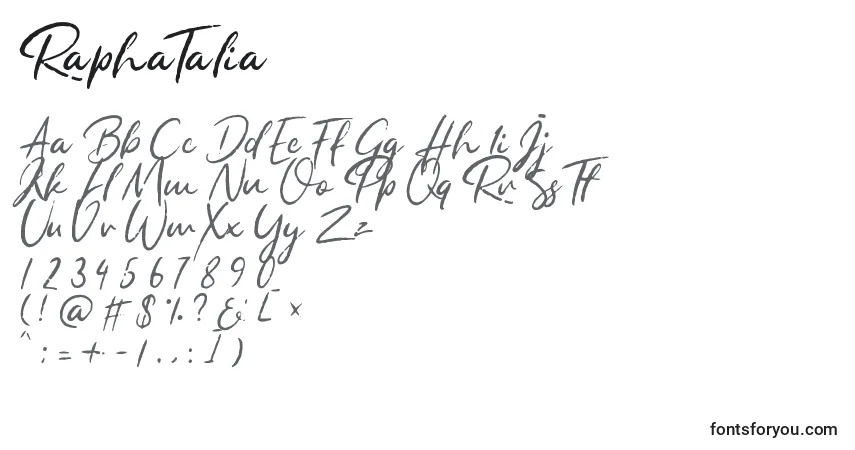Schriftart RaphaTalia – Alphabet, Zahlen, spezielle Symbole